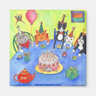 Party Cats! Ljudkort från födelsedagen kattunge ro Magnet