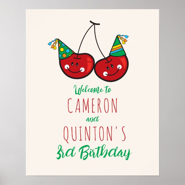 Party Cheeky Cherries Kids Twillingar Poster (Framsidan)
