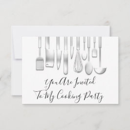 Party Chef Kitchen Restaurant White Grått Inbjudningar