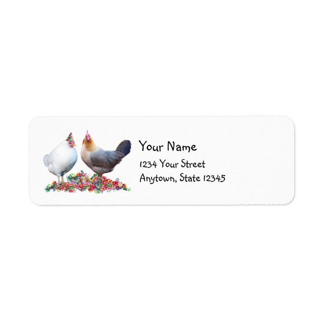 Party Chickens Returetiketter Returadress Etikett (Framsidan)