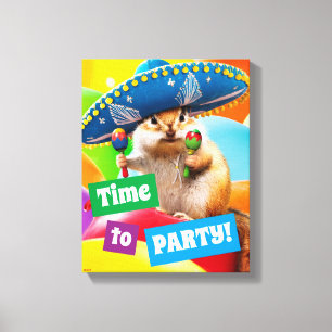 Party Chipmunk i Sombrero Canvastryck