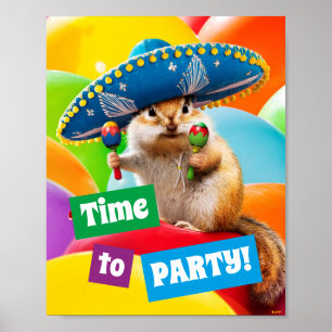 Party Chipmunk i Sombrero Poster
