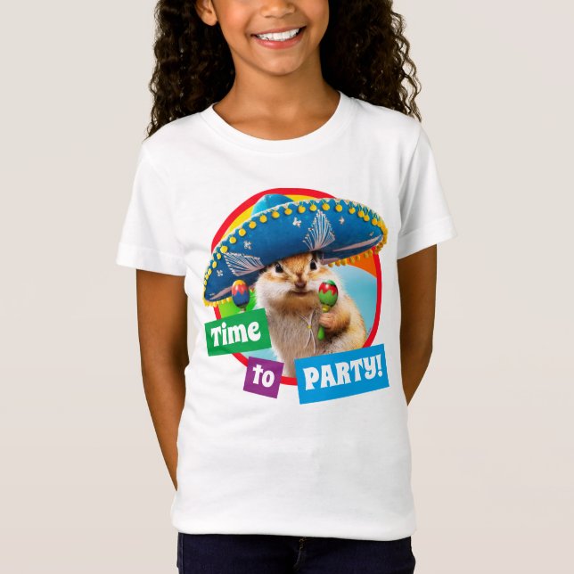 Party Chipmunk i Sombrero T Shirt (Framsida)