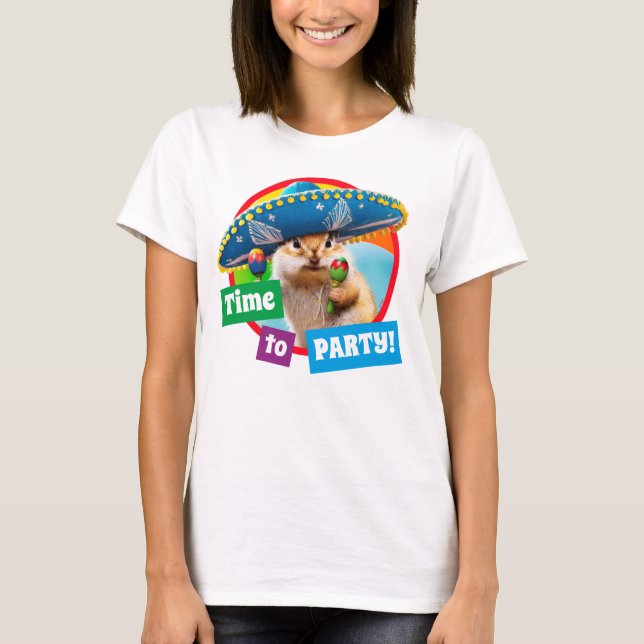 Party Chipmunk i Sombrero T Shirt (Framsida)