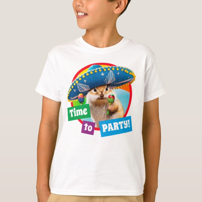 Party Chipmunk i Sombrero T Shirt (Framsida)