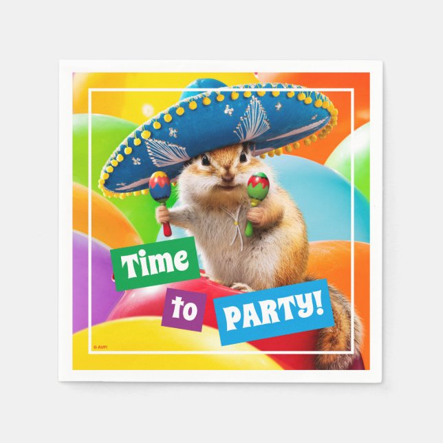 Party Chipmunk in Sombrero Pappersservett (Framsidan)