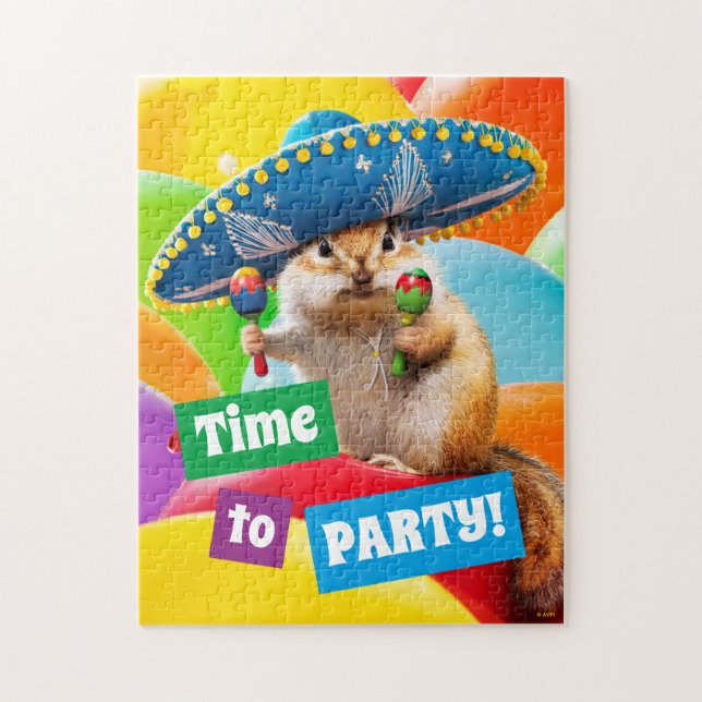 Party Chipmunk in Sombrero Pussel (Vertikal)