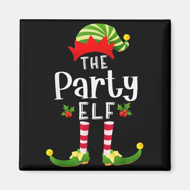 Party Christmas Elf Matching Pajama X-mas Party  Magnet (Framsidan)