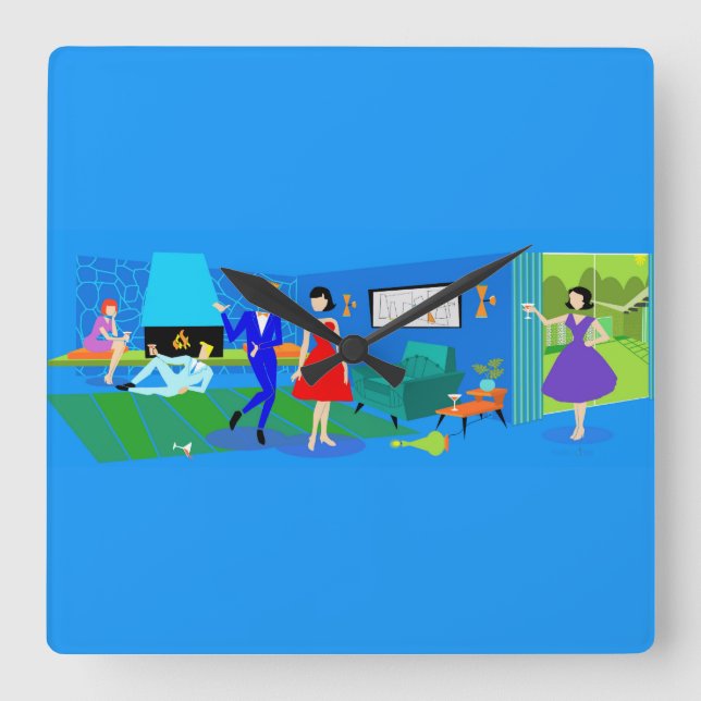 Party Clock Handflatan Fyrkantig Klocka (Framsida)