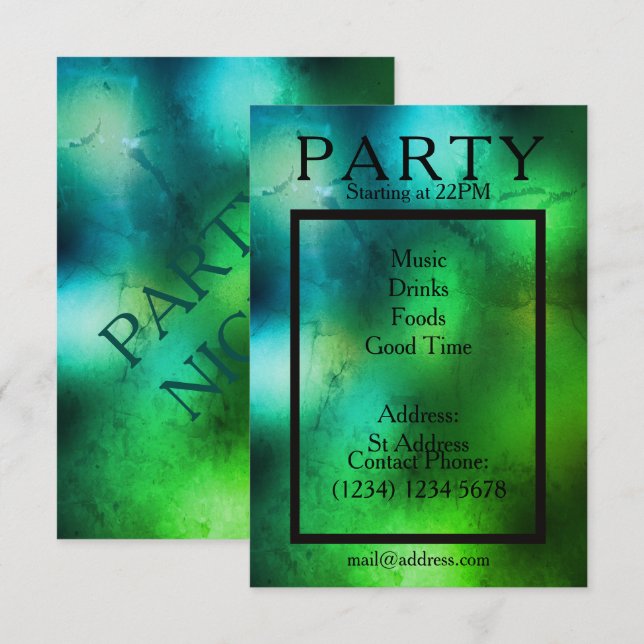 Party coola, glatt klubb stil inbjudningar (Fram/baksida)