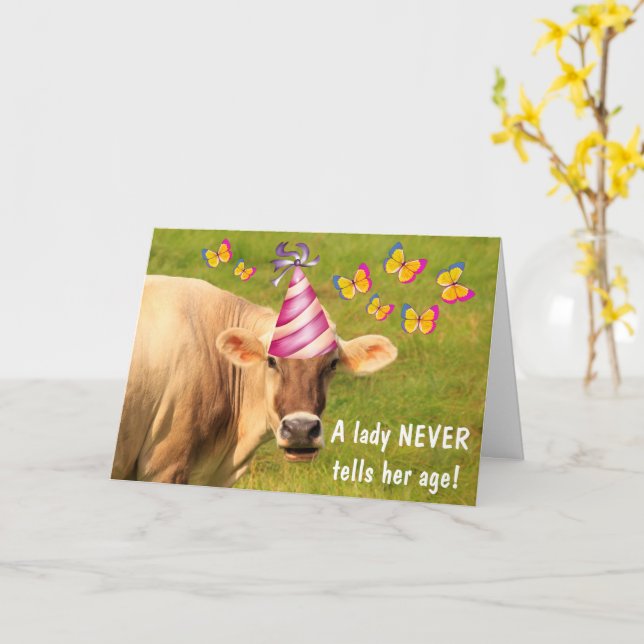 Party Cow FEMTE OCH FABULÖS FÖDD Kort (Gul blomma)