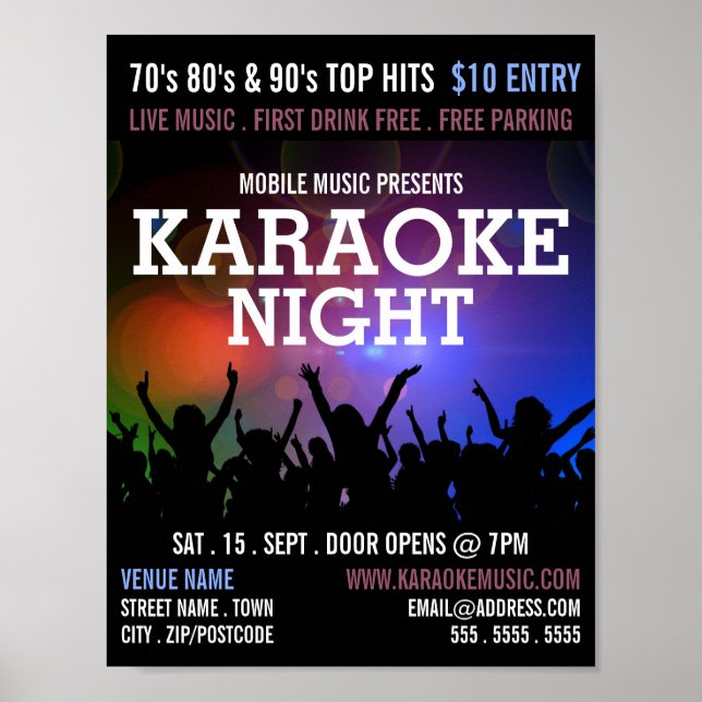 Party Crowd, Karaoke Event Advertising Poster (Framsidan)