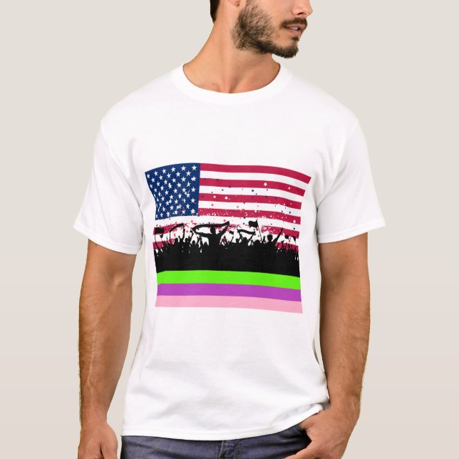 party crowd on american t shirt (Framsida)