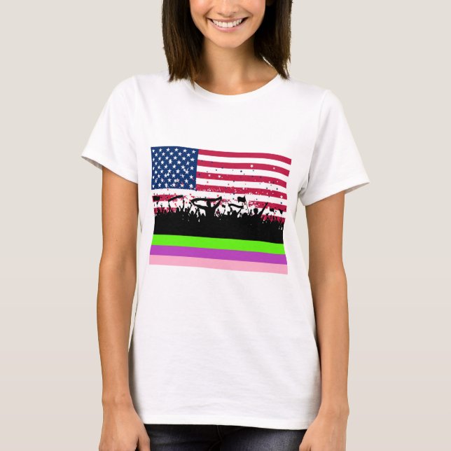 party crowd on american t shirt (Framsida)