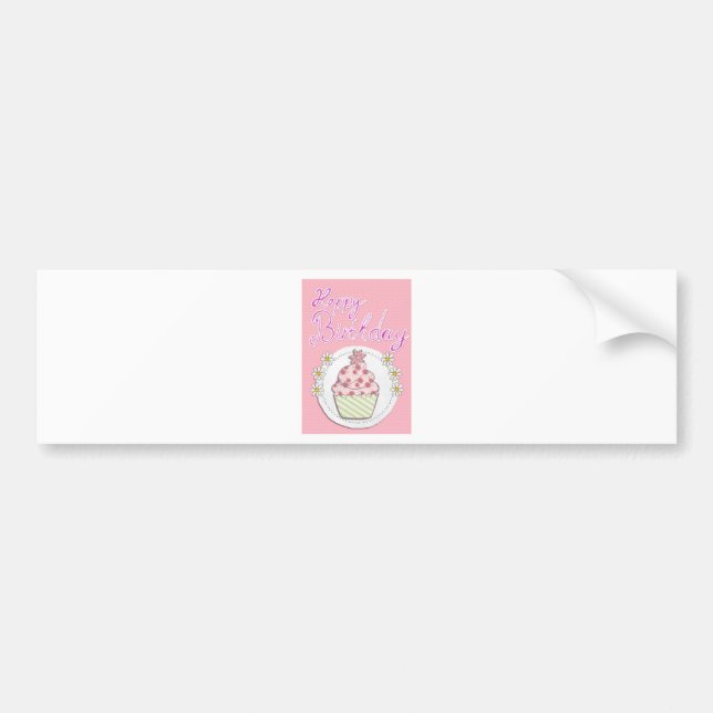 Party Cupaka Rosa Grattis på födelsedagen Bildekal (Framsidan)