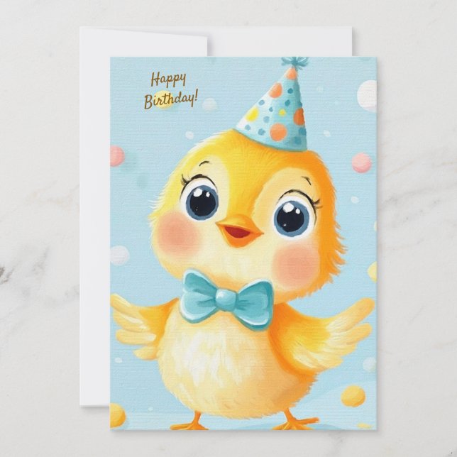 Party Cute Animal Birthday Invitation Chick Inbjudningar (Framsida)