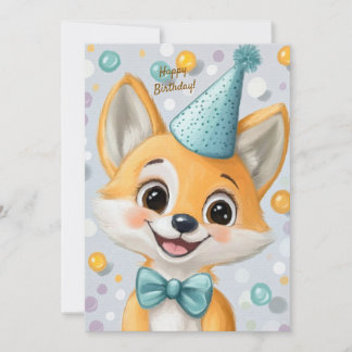 Party Cute Animal Birthday Invitation Fox Inbjudningar