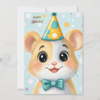 Party Cute Animal Birthday Invitation Hamster Inbjudningar