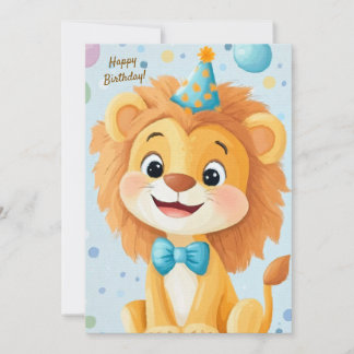 Party Cute Animal Birthday Invitation Lion Inbjudningar