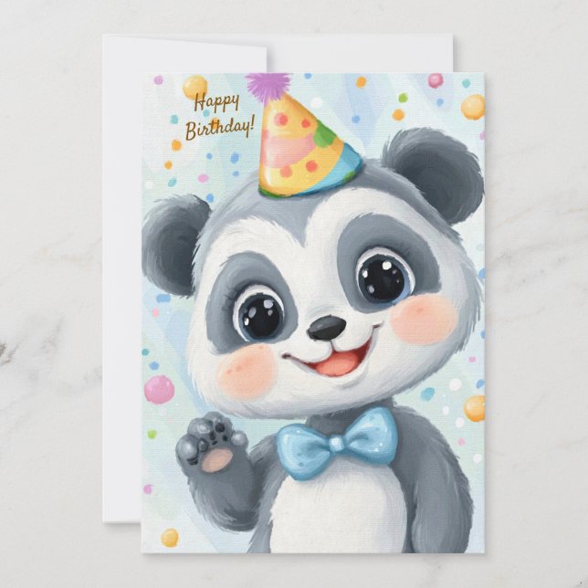Party Cute Animal Birthday Invitation Panda Inbjudningar (Framsida)