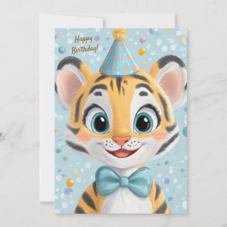 Party Cute Animal Birthday Invitation Tiger Inbjudningar