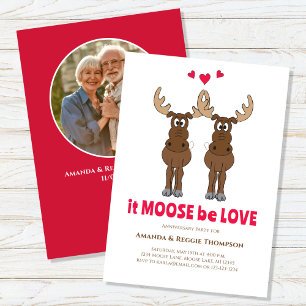 Party Cute Whimsical Moose Photo för årsdag Inbjudningar
