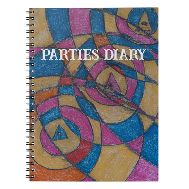 PARTY DIARY BY ARTIST PAULA REILLY. ANTECKNINGSBOK (Framsidan)