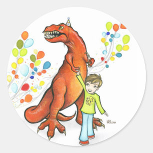 Party Dino Stickers Runt Klistermärke