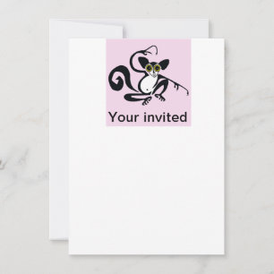 Party-djur - AYE-AYE - Primat-Lemur - Rosa Inbjudningar