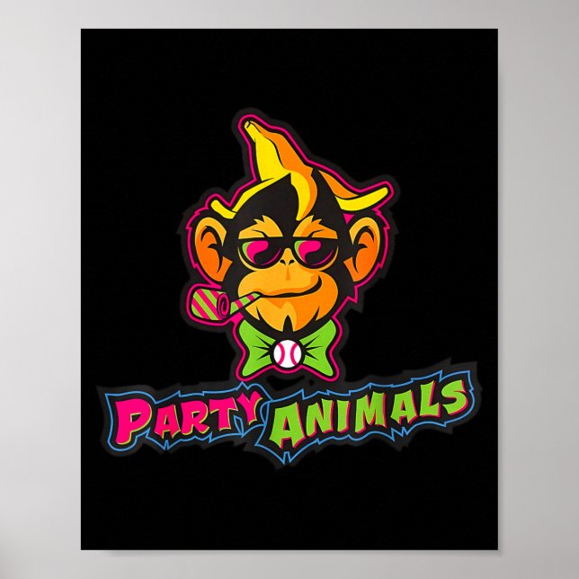 Party djur baseboll apa  poster (Framsidan)
