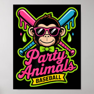 Party djur baseboll rolig apa levande slime poster