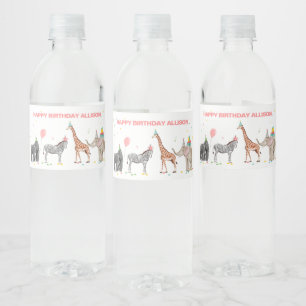 Party-djur födelsedag Vild en Vattenflaska etikett