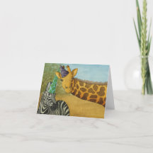 Party djur: Giraffe/Zebra-kort 4" x 5,6"