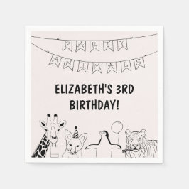 Party-djur hand plockade doodle-barn pappersservett