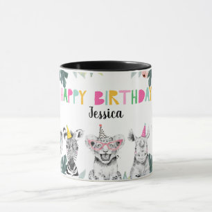 Party Djur Safari Birthday Girl Rosa Zoo Jungle Mugg