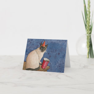 Party-djur: siamesiskt kattkort 4" x 5,6" helgkort