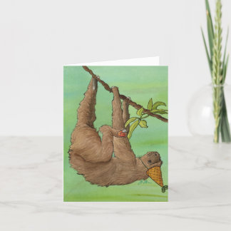 Party-djur: Sloth Card 4" x 5,6" Helgkort