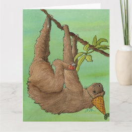 Party-djur: Sloth Card 8,5" x11" Tack Kort