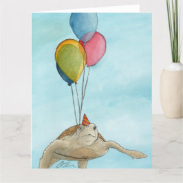 Party-djur: Turtle Greeting Card 8,5" x11" Tack Kort