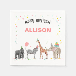 Party Djur Vild en zoo jungle Girl Bird Pappersservett
