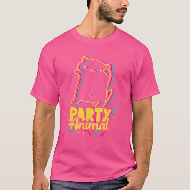 Party djurdisco dancing Cat Meme T Shirt (Framsida)