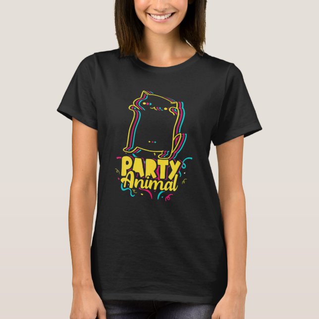 Party djurdisco dancing Cat Meme T Shirt (Framsida)