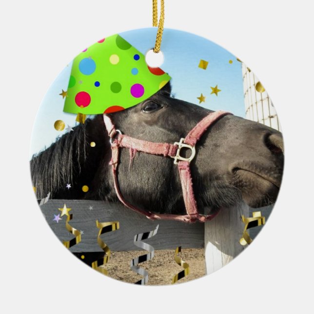 Party Djurhäst Julgransprydnad Keramik (Framsidan)