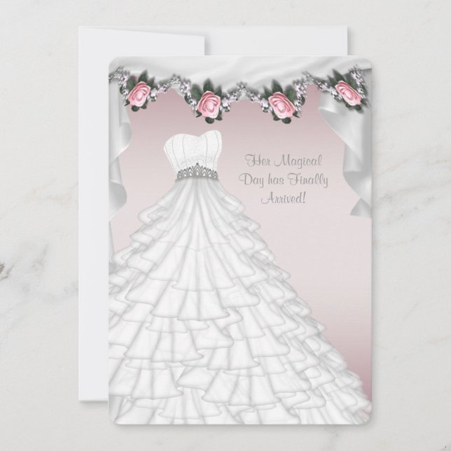 Party Dress Princess Rosa ros Quinceanera Inbjudningar (Framsida)