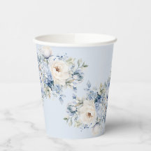 Party Dusty Blue Watercolor Ivory Flowers Löv