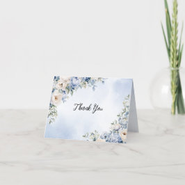 Party Dusty Blue Watercolor Ivory Flowers Löv Tack Kort