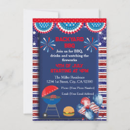 party:e juli Independence day Bbq-konstruktionen Inbjudningar