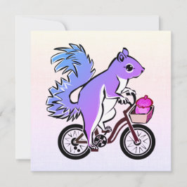 Party-ekorren Riding a Bicycle Julkort