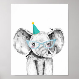 Party Elephant Vild Safari Animals Birthday Decor Poster