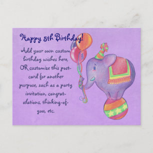 Party Elephant-vykort Inbjudan Vykort